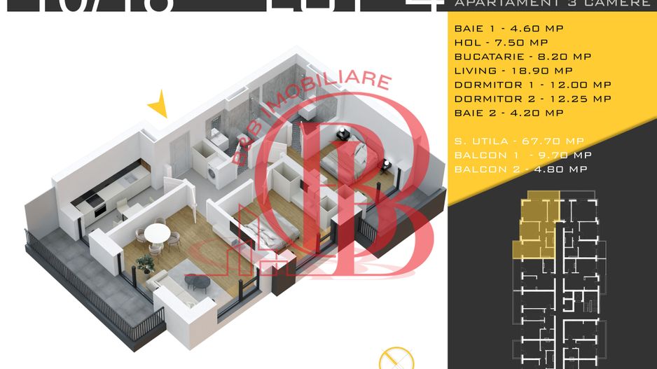 3 camere decomandat Titan Pallady  Metrou Nicolae Teclu - Schiță 3