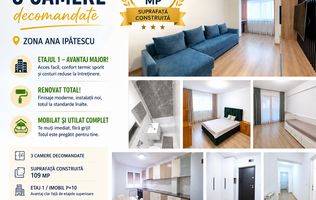 Apartament 3 camere, ETAJ 1, 109 mp, mobilat și utilat, VASLUI - ANA IPĂTESCU;