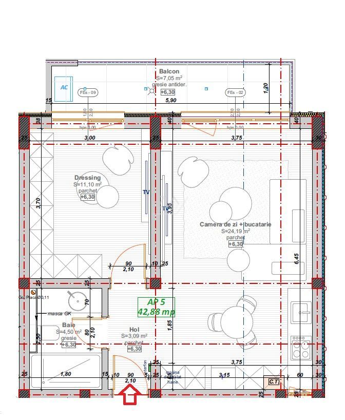 Bloc nou cu finisaje deosebite. Etaj intermediar. Loc de parcare. - Schiță 8