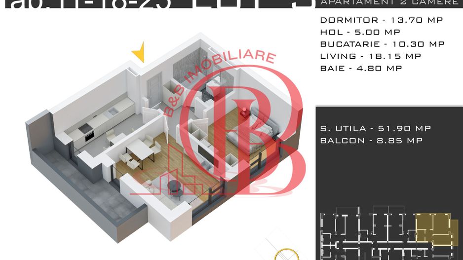 2 camere decomandat Metrou Nicolae Teclu-Titan-Sector 3 - Schiță 13