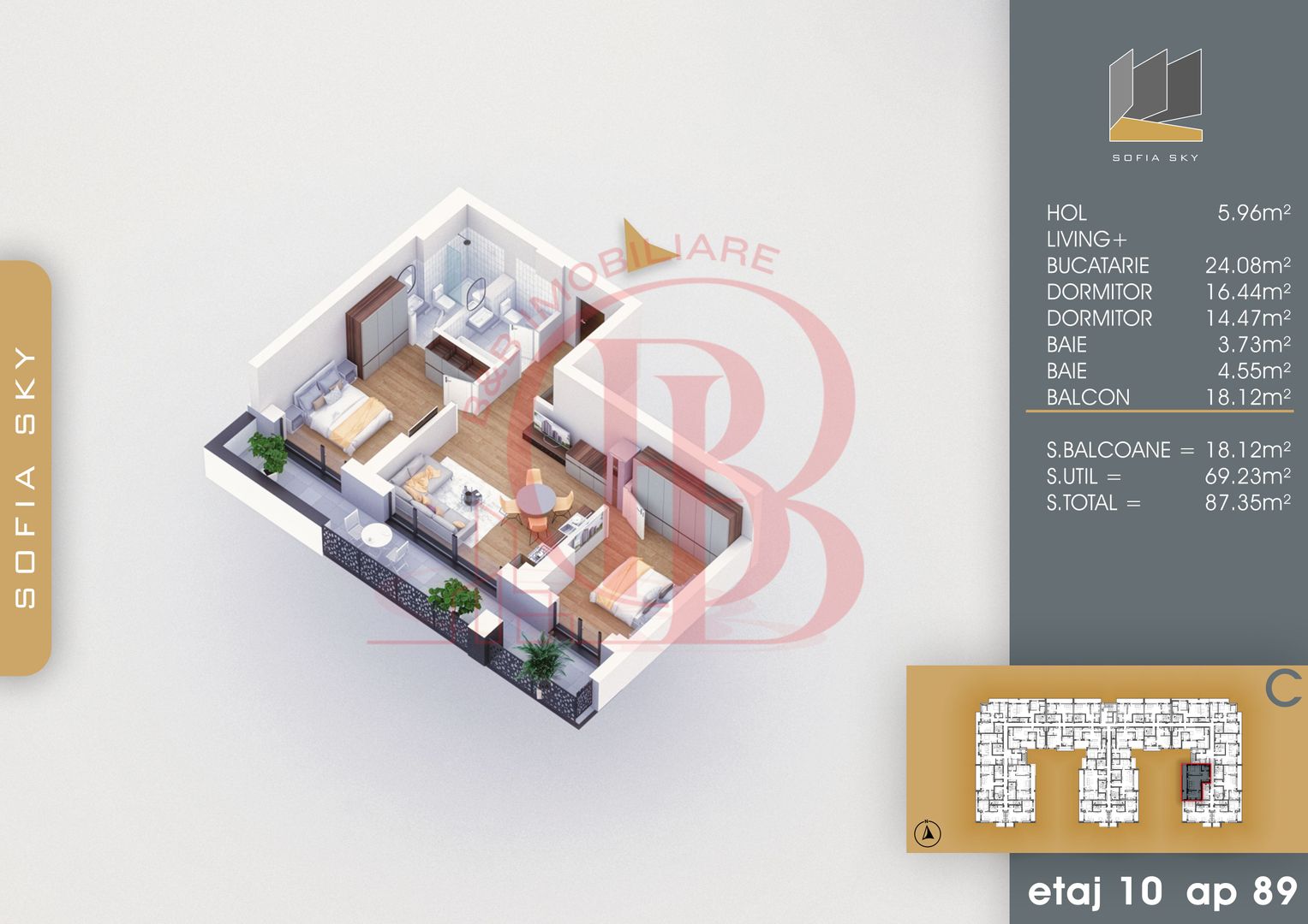 Apartament 3 camere cu 2 bai Finalizat 7 min Metrou Teclu - Schiță 7
