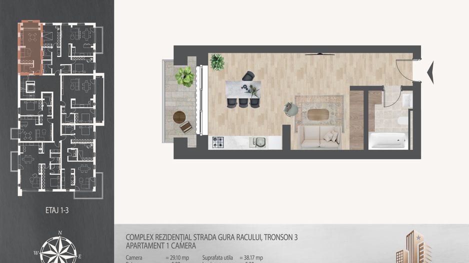 Garsoniera ideala investitie  Pallady Metrou Nicolae Teclu - Schiță 11