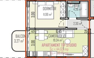 Apartament tip studio într-un proiect exclusivist NOU - Calea Turzii - Schiță 2