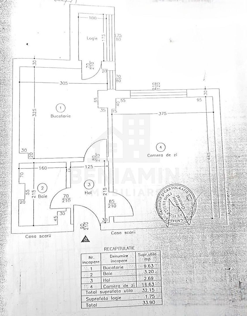 Garsoniera Decomandata pe Dezrobirii -centrala termica -etaj 9 -34mp - Schiță 11
