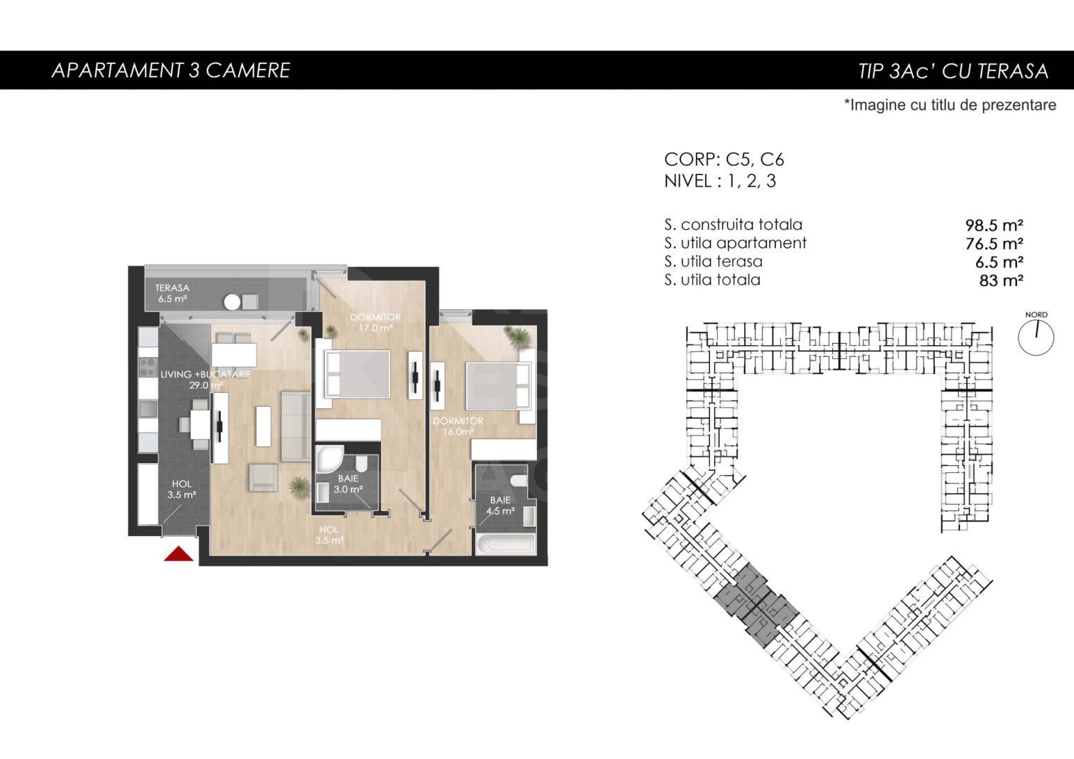 Vânzare, apartament, 3 camere, zona Bucureștii Noi, București - Poză 6