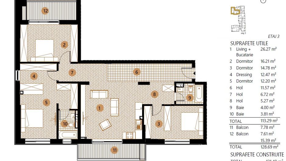 Apartament modern 4 camere, 2 terase– proiect boutique Floreasca-Barbu V - Poză 4