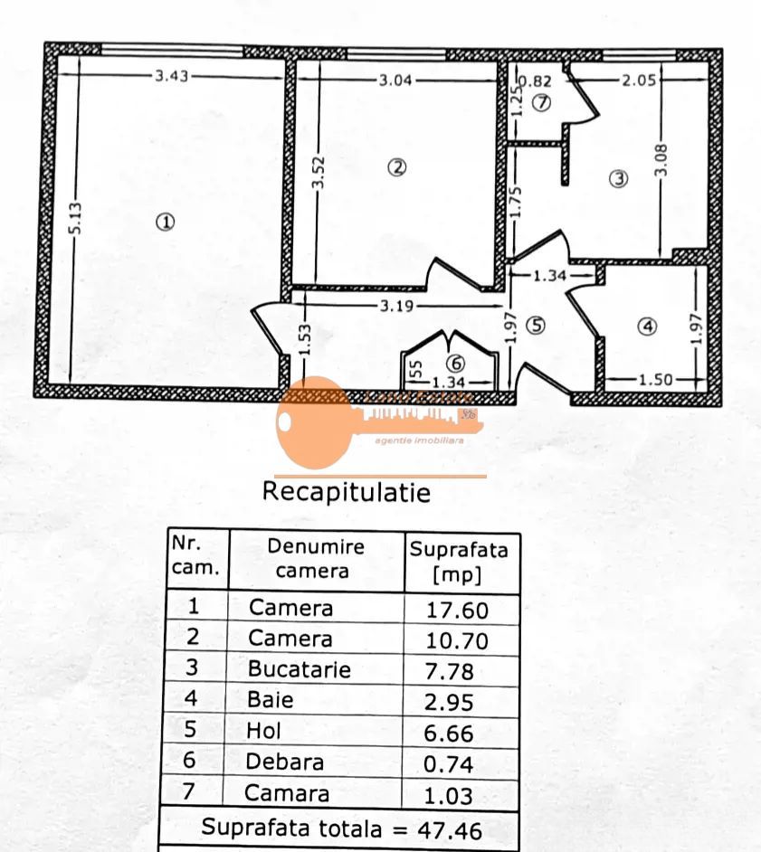 2 camere la 800m de Metrou 1 Decembrie si 300m de Auchean Titan - Schiță 1