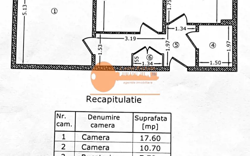 2 camere la 800m de Metrou 1 Decembrie si 300m de Auchean Titan - Schiță 1
