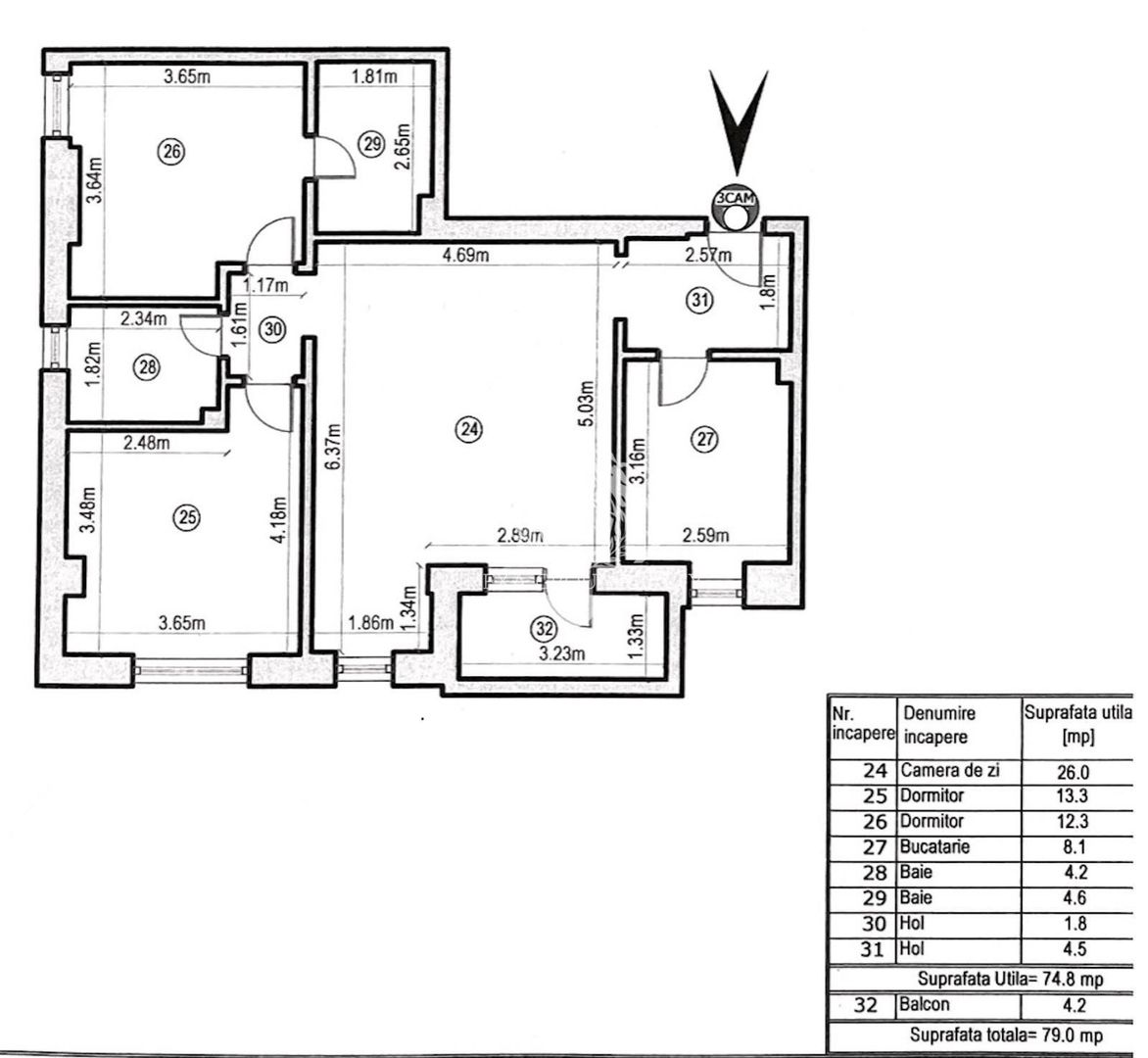 Apartament 3 camere-Piața Muncii–Agricultori | Bloc nou 2021 | Finisaje premium - Schiță 16