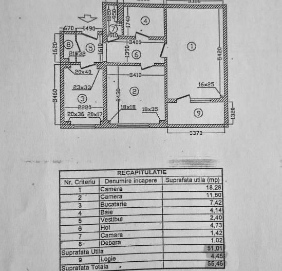 2 camere Tei | Bloc 1985 | Zona curata si linistita - Schiță 10