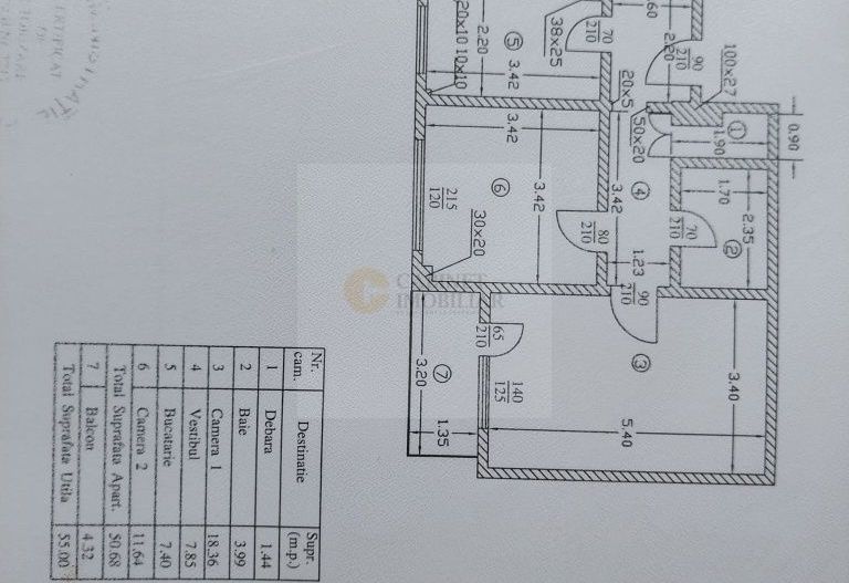 2 Camere - 55MP | Decomandat | 1980 | Metrou Gorjului - Schiță 8