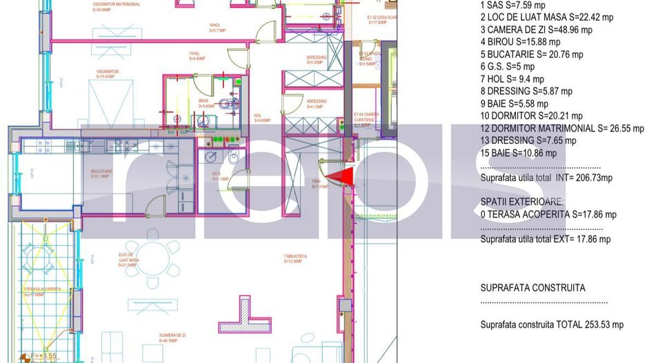 APARTAMENT PREMIUM ZAMBACCIAN | 206 MP | 4 CAMERE| LOC PARCARE - Schiță 28