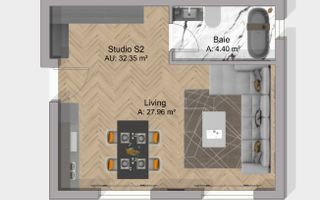 Studio 32 mp | Bloc Nou | Ideal Investitie | Terra, Floresti - Schiță 3