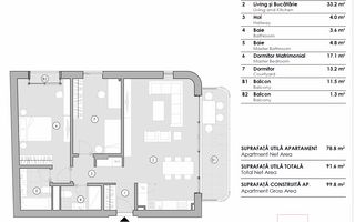 Apartament de 3 camere foarte luminos cu terasa - Domenii - Poză 14