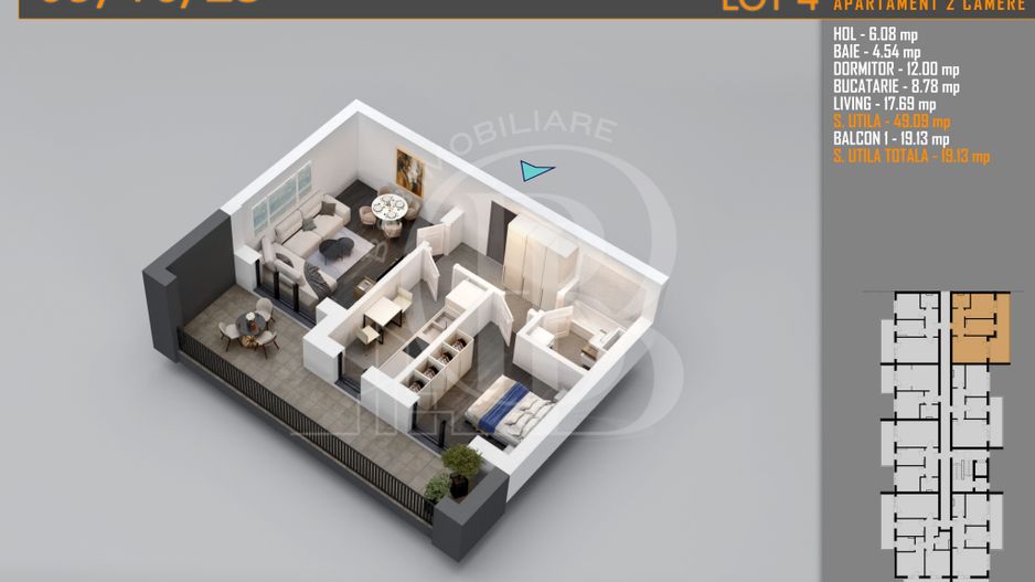Apartament 2 camere Theodor Pallady-Metrou Nicolae Teclu - Schiță 2