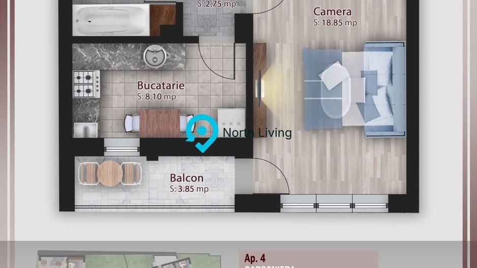 Garsoniera | Proiect tip boutique | Stefan cel Mare - Poză 4