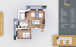 7 Min Metrou Teclu Apartament 3 camere Decomandat Comision 0 - Schiță 6