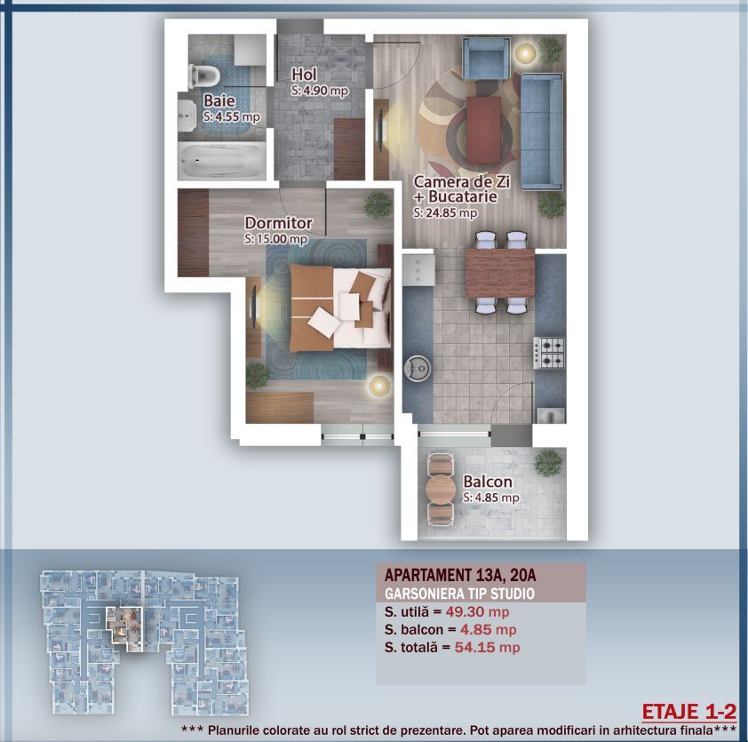 AP. 2CAM. LIVING OPEN-SPACE,BLOC P+4/ PT LOCUINTA SAU INVESTITIE! - Poză 1