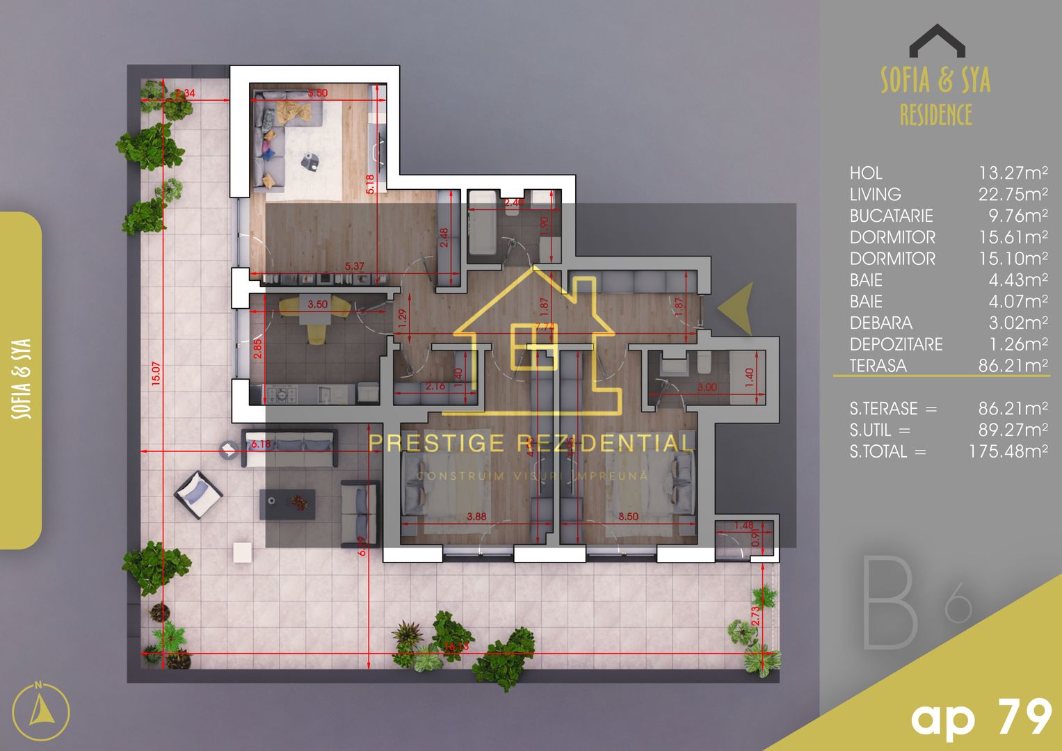 3 camere cu TERASA ,BONUS Parcare, Metrou N Teclu,Pallady - Poză 4