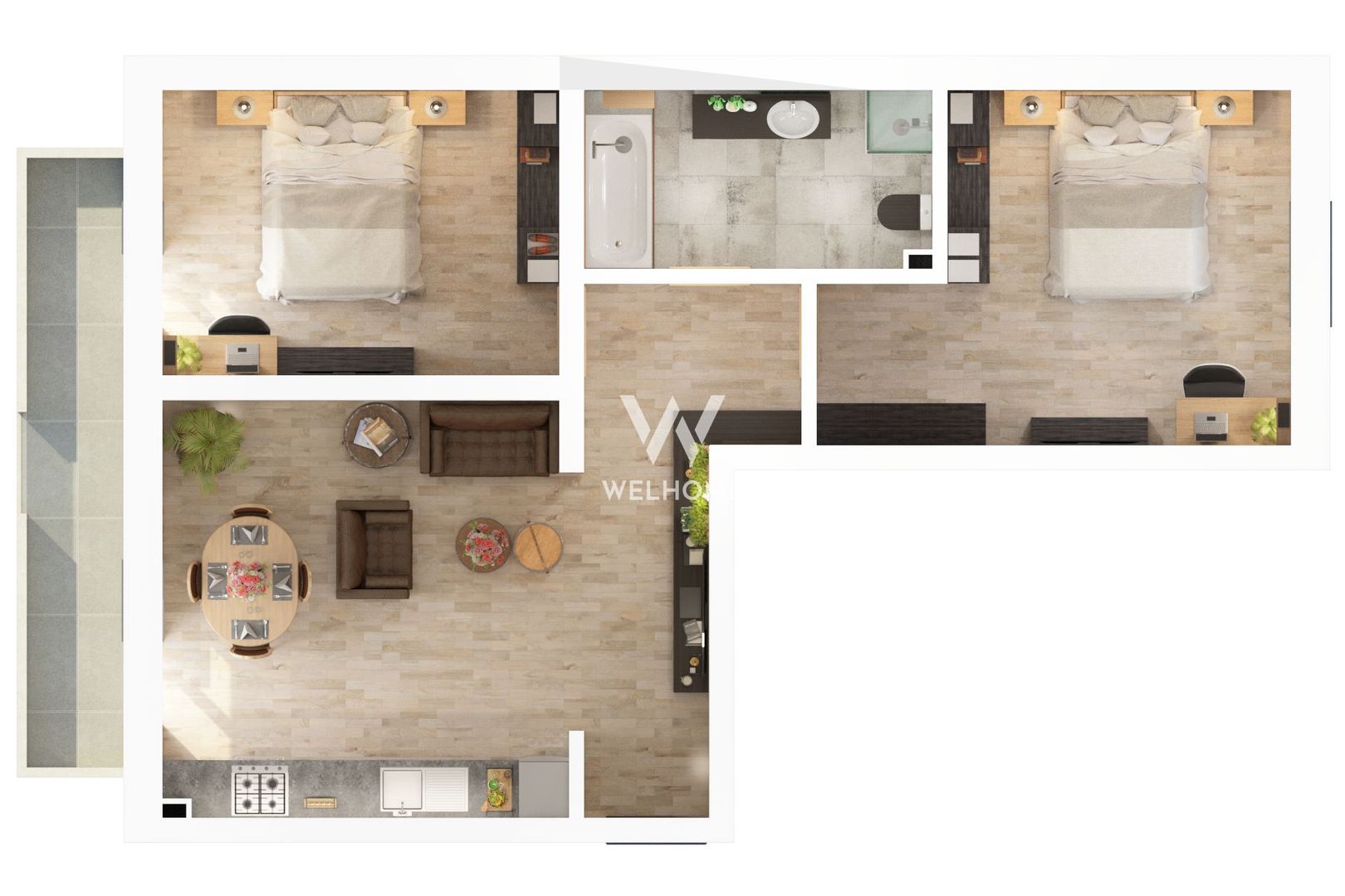 Apartament 3 camere gradina 47 mp Piata Rahovei, Dedeman - Schiță 3