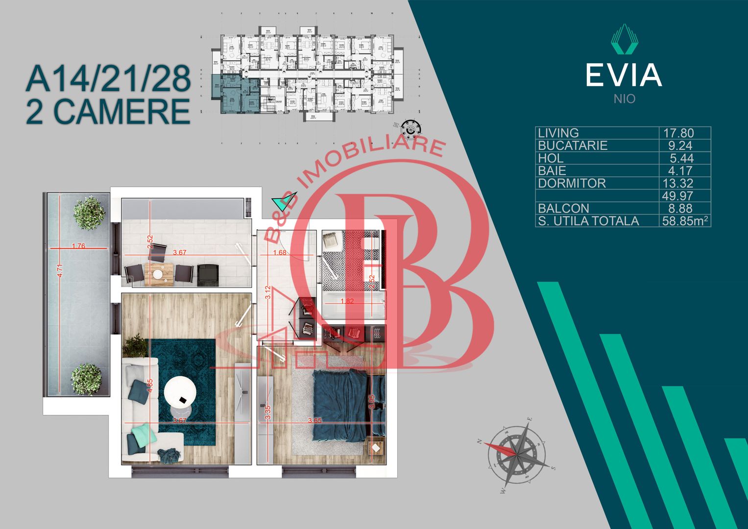 Apartament 2 camere Mutare Rapida Metrou Nicolae Teclu - Schiță 1