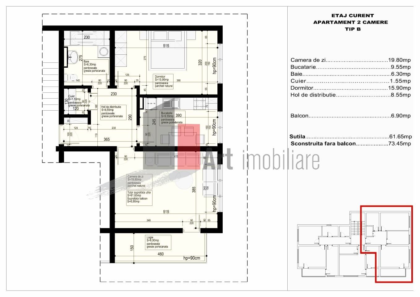 Apartament 2 camere Militari Kaufland Valea Cascadelor - Schiță 2