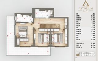 4 camere Duplex  Proiect Premium Titan Pallady - Schiță 6
