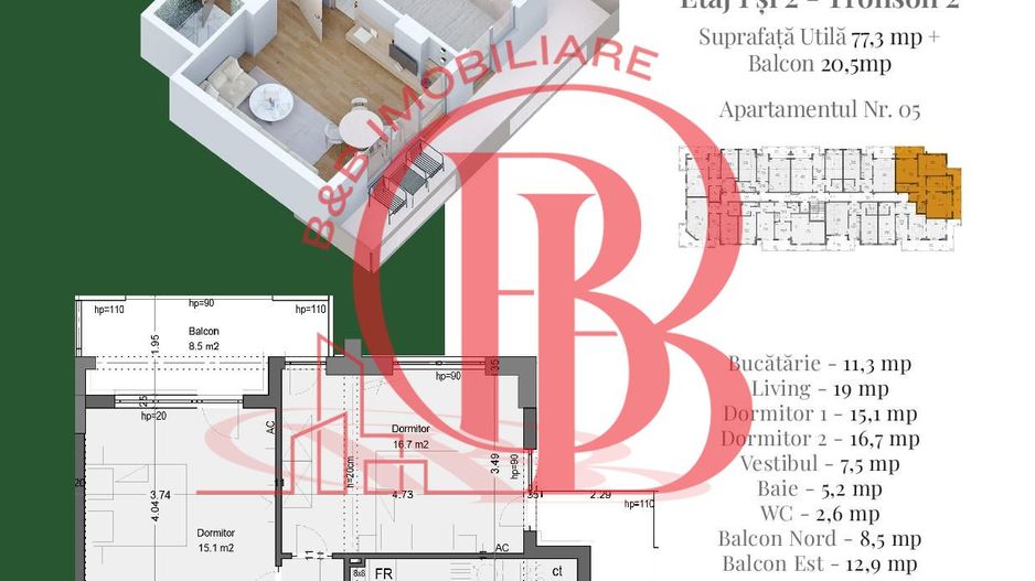 Apartament 3 camere Compartimentare Ideala Theodor Pallady Metrou Teclu - Schiță 1