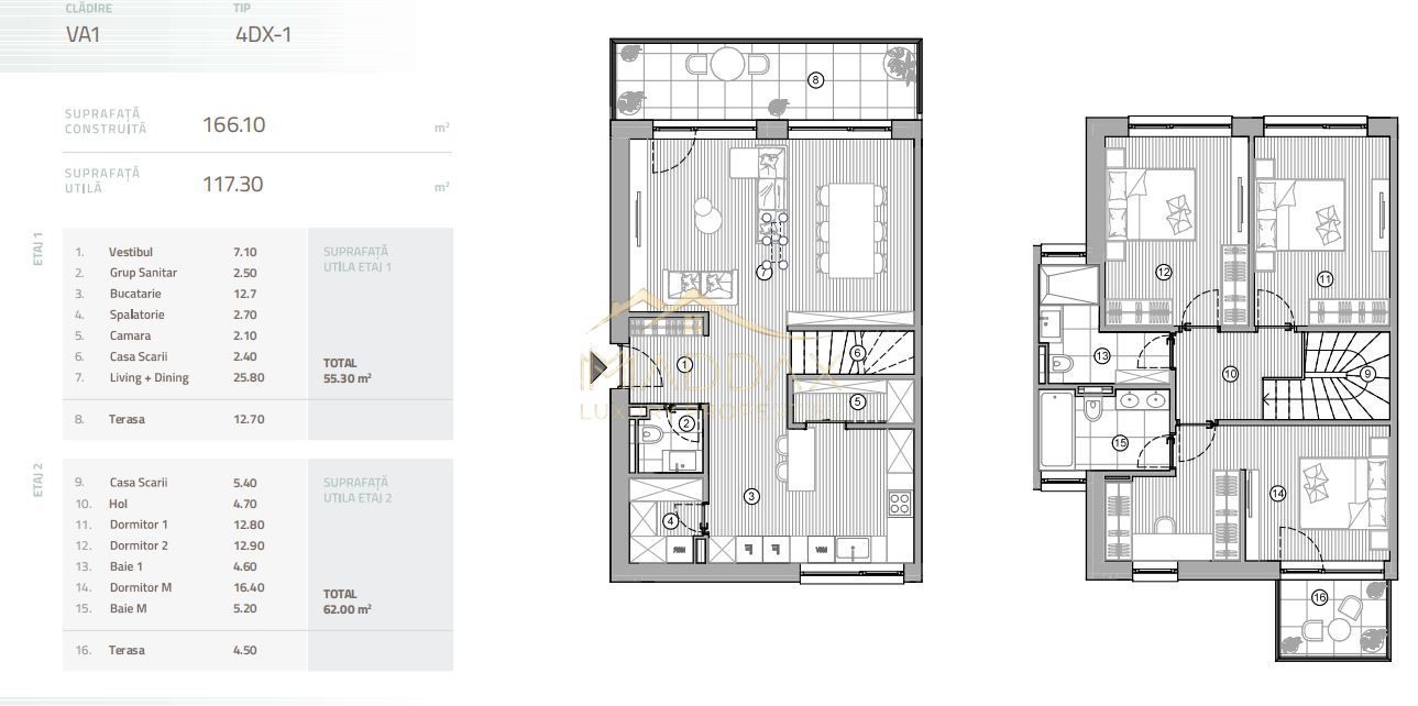 Duplex 4 cam // Ansamblu rezidential // 166mp // Padurea Baneasa // Pipera - Schiță 6