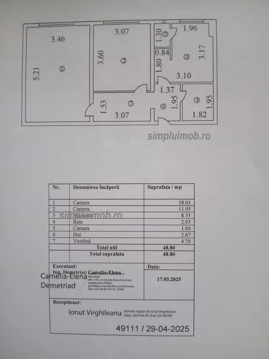 Metrou 1 Decembrie 1918 renovat complet 2 camere Ozana - Schiță 6