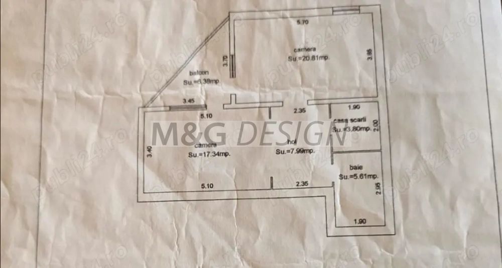 Apartament  3 camere  pe 2 nivele zona Dorobantilor - Schiță 9