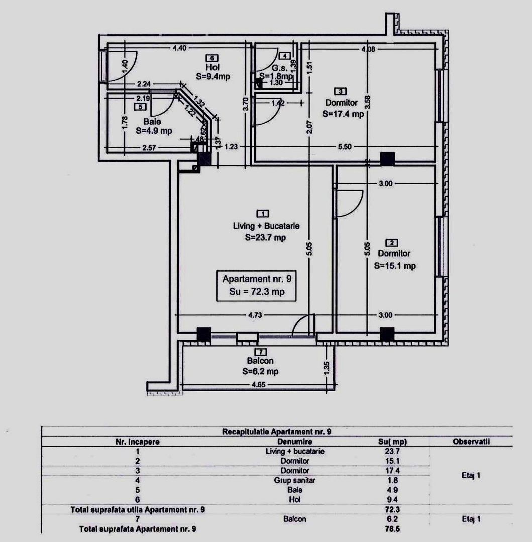Apartament  9 C3 3 camere Tautului Residence  Parc Poligon Sub Cetate - Schiță 16