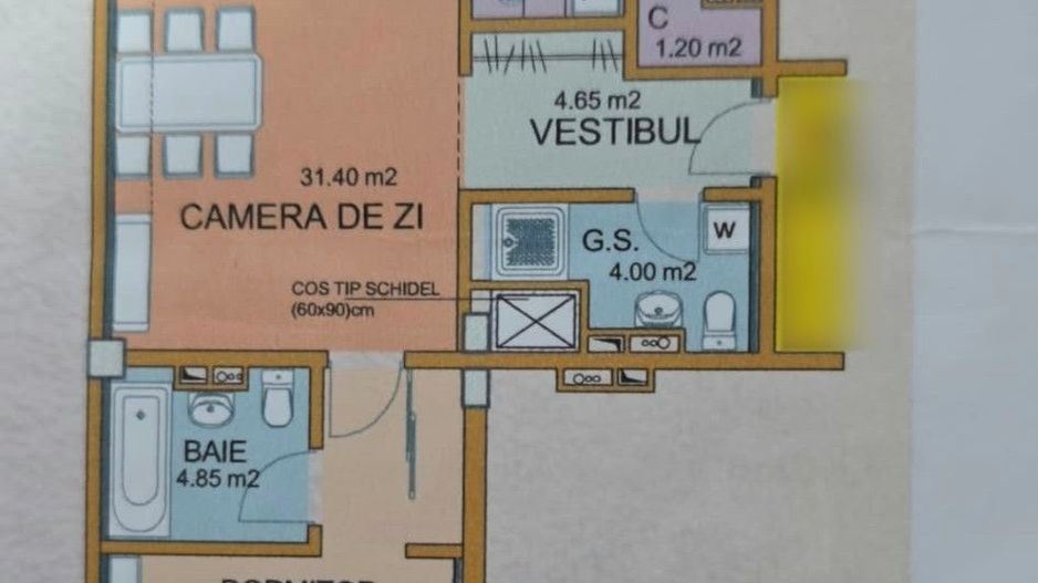 Apartament 2 Camere Răcădău | 75 mp | 2 Băi | Beci Subsol | Etaj 2/4 - Schiță 19