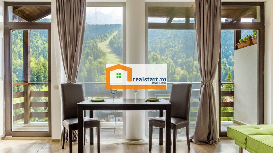 View munte,Studio Azuga, Ideal Investitie aparthotel, mobilat&utilat - Poză 3