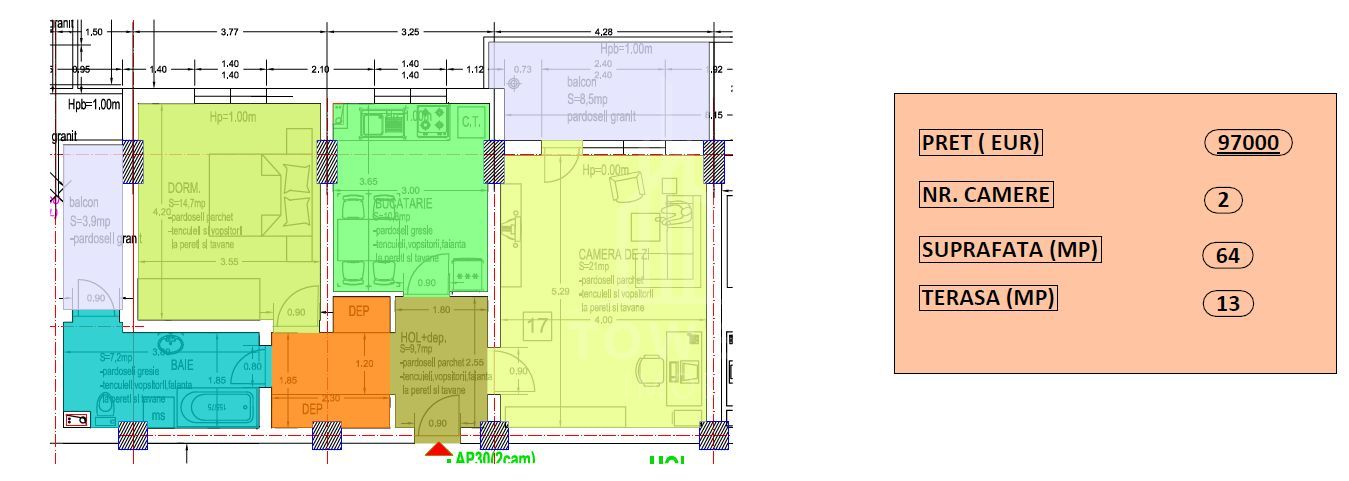 Apartament 2 camere | Zona Cireșica-Sibiu - Poză 3