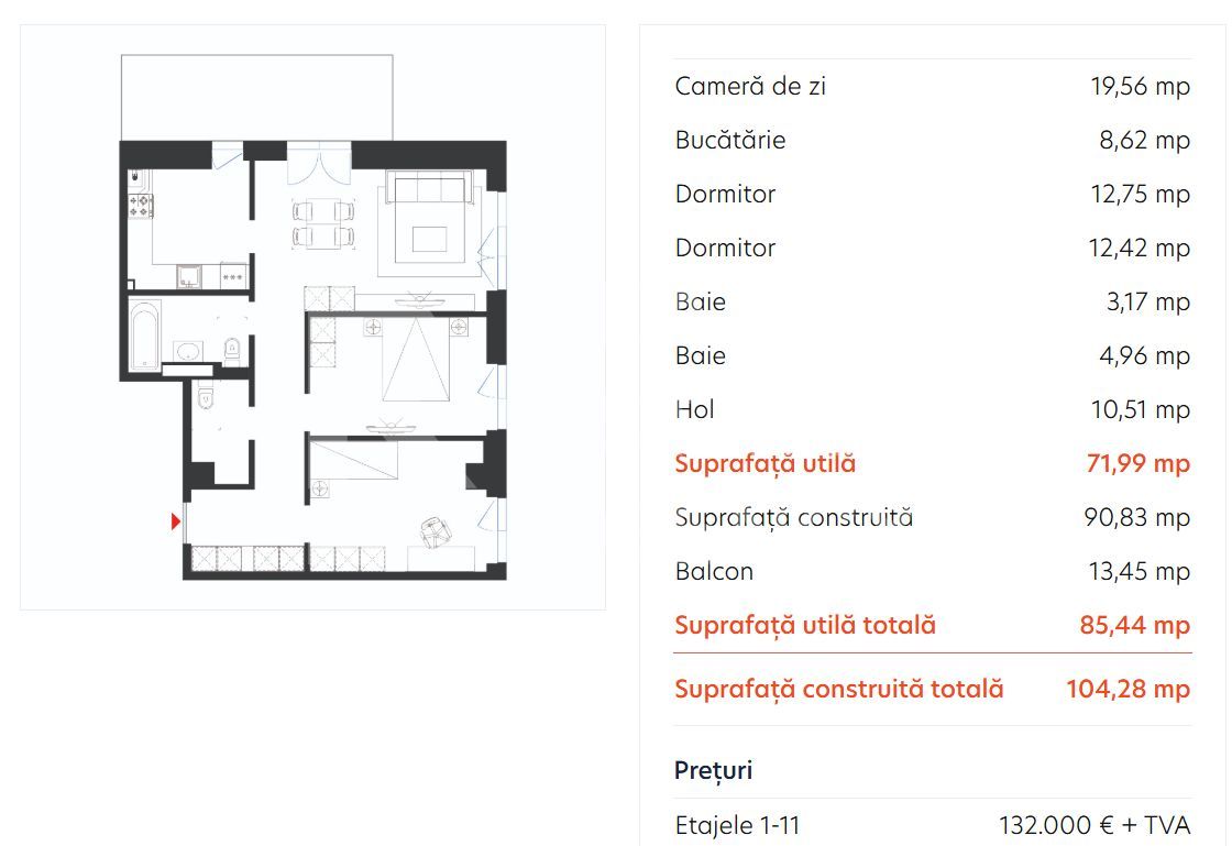 Vânzare, apartament, 3 camere tip 3B, HILS Republica, București - Poză 10