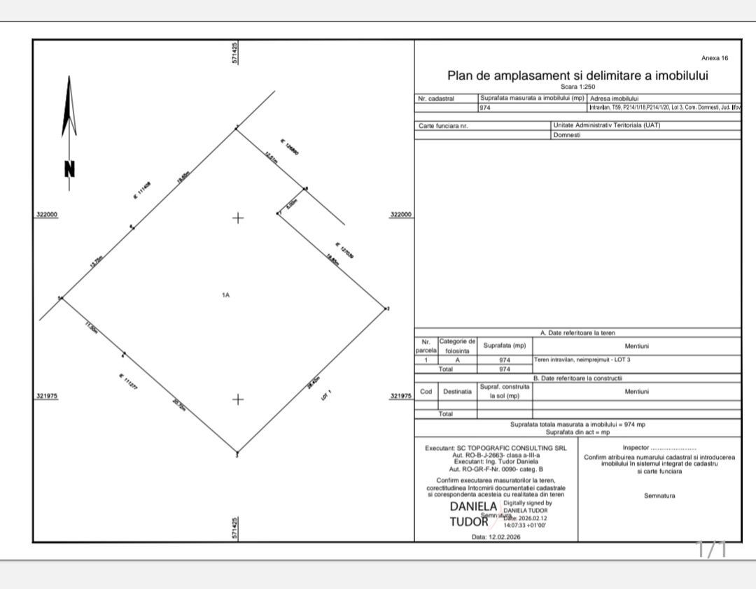 Teren intravilan 974 mp - Domnesti - Poză 1