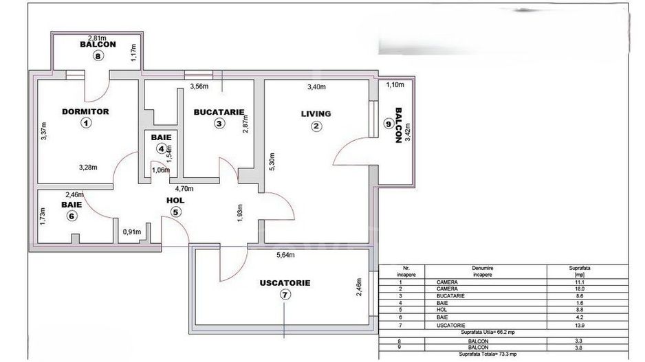 Apartament 3 Camere Decomandat – 66 mp – Turnișor, Aleea Iasomiei - Poză 8