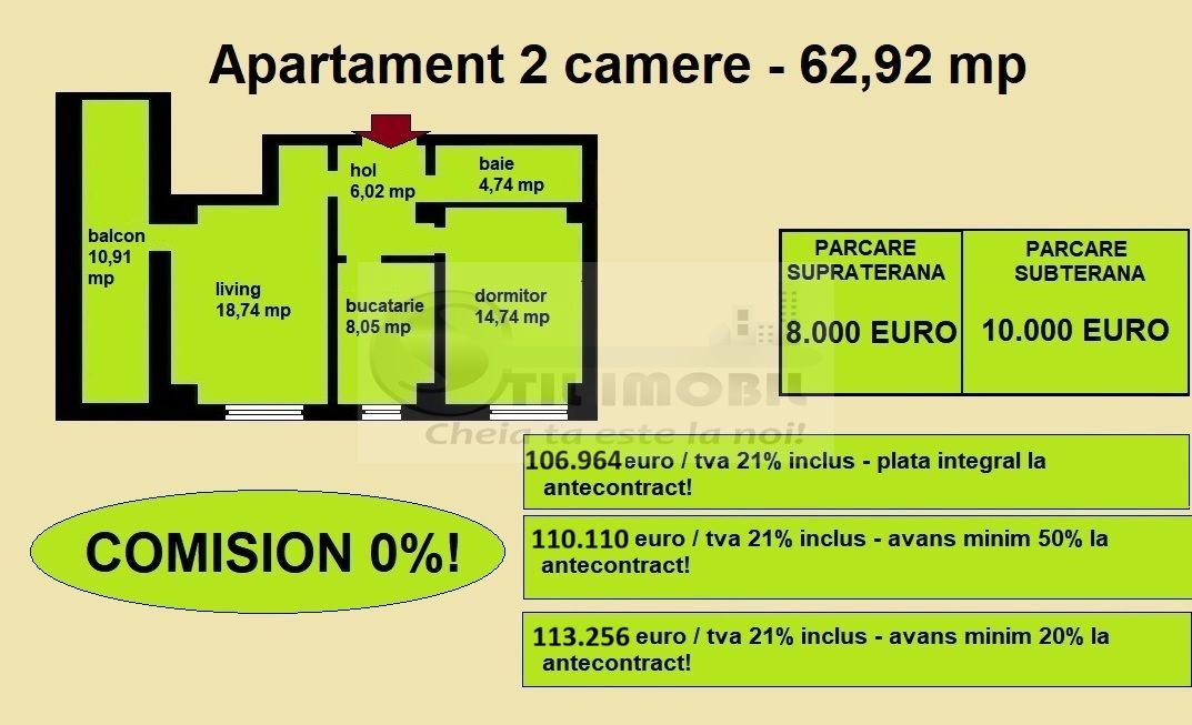 Apartament decomandat de vanzare in Iasi, Galata, 62,92 mp, bloc nou - Poză 2