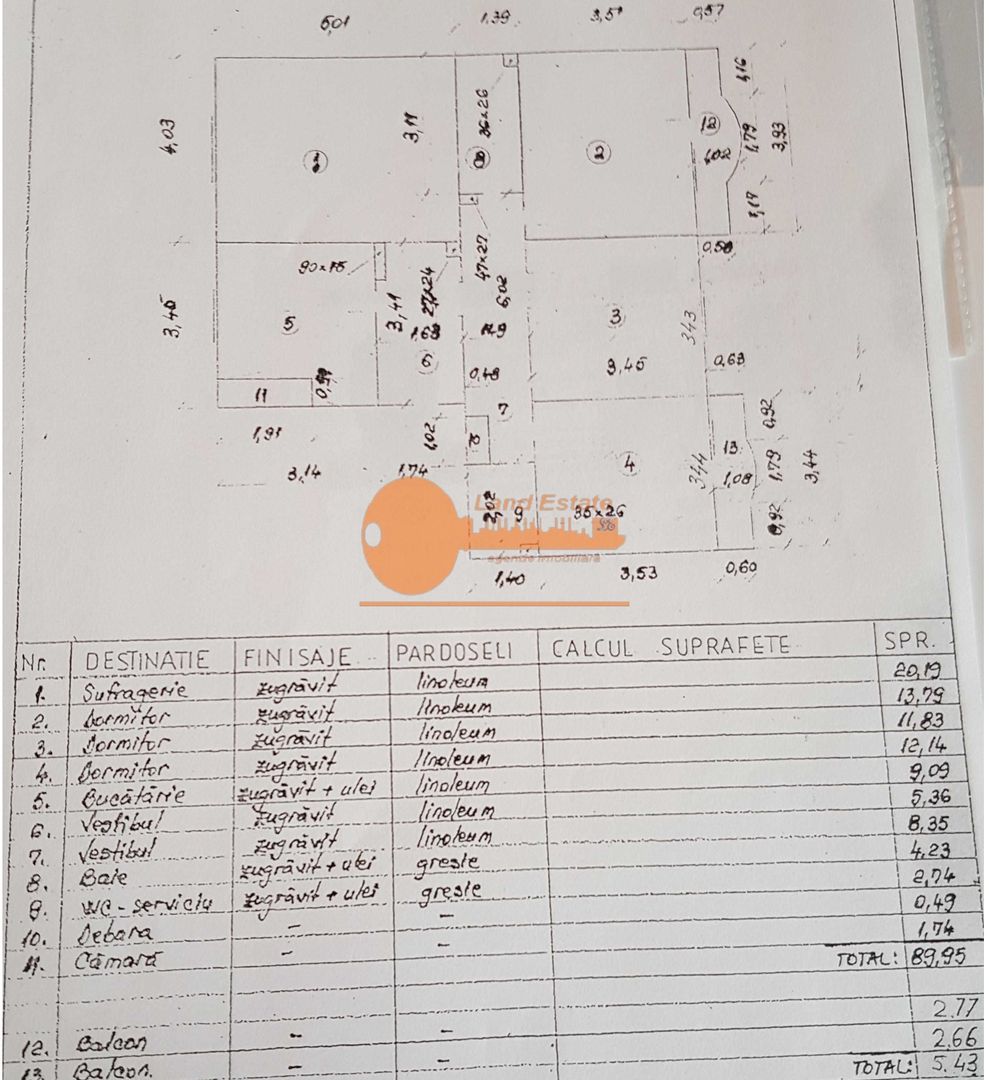 Apartament 4 camere decomandat | 13 Septembrie – Sebastian | Etaj 6/8 - Schiță 7