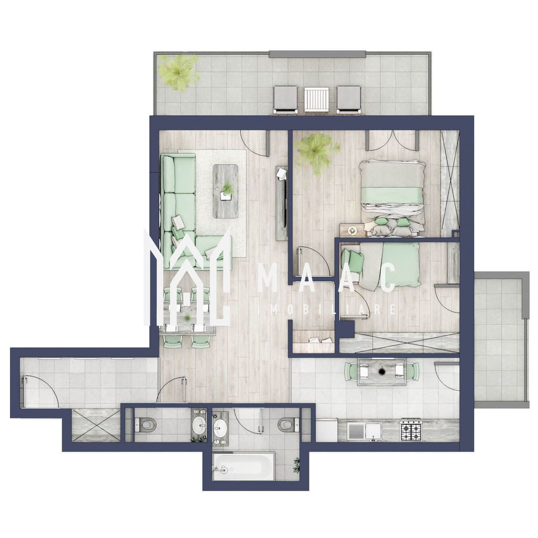 Apartament 3 camere | Balcoane 16.1 mp | Etaj 2 | Turnisor - Poză 1