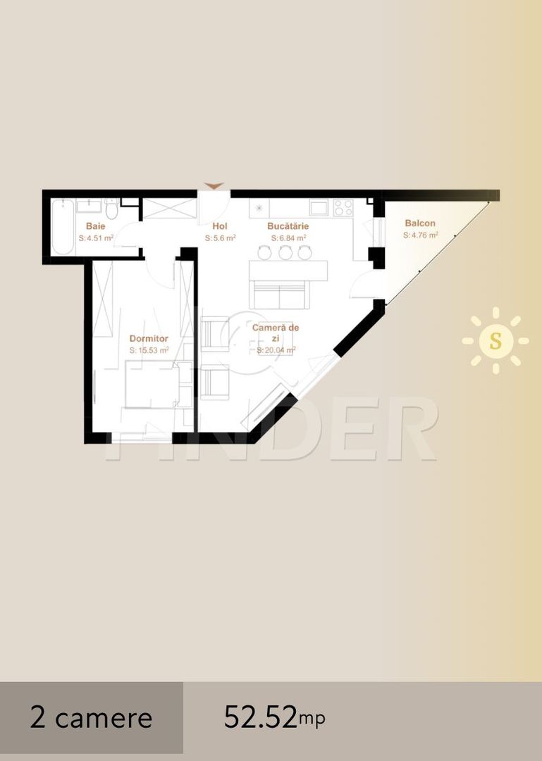 Apartament cu CF - 2 camere, 52.5 mp, zona VIVO, etaj 1 - Poză 6