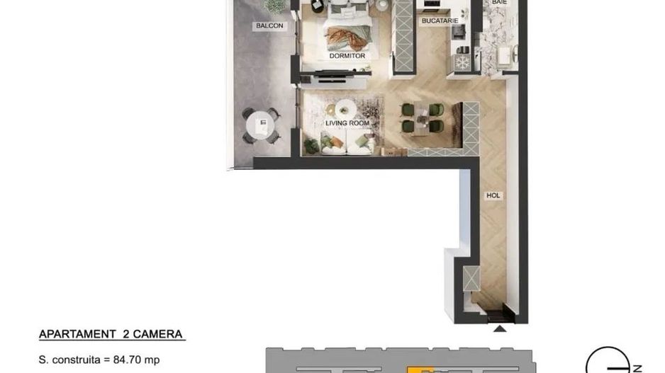 Chirie I Apartament 2 camere și terasă de 15 mp | Rond OMV Pipera - Poză 10