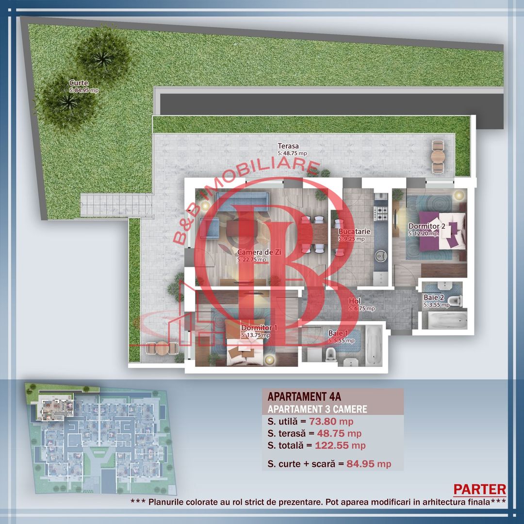 Oferta Lansare 3 camere cu gradina incalzire pardoseala - Schiță 1