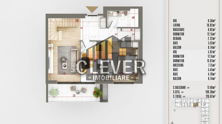 Duplex 3 camere cu Dressing Finisaje Premium Sector 3 - Poză 1