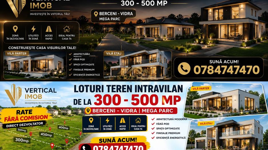 Terenuri de vanzare in sudul capitalei Berceni/Vidra Ilfov-539mp - Poză 1