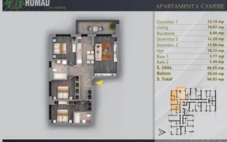 Apartament 4 camere Proiect Premium Independent Energetic - Schiță 11