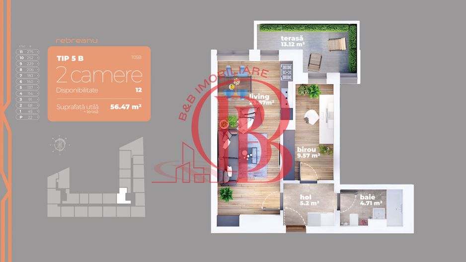 Apartament 2 camere Auchan Titan-Liviu Rebreanu - Schiță 2