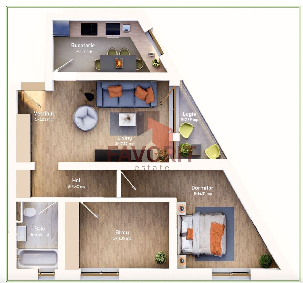 COMISION 0%.  Etaj 1 . Loc de parcare inclus. Bucatarie inchisa - Poză 7