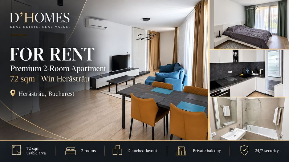 For Rent | Premium 2-Room Apartment | 72 sqm | Win Herăstrău - Poză 1